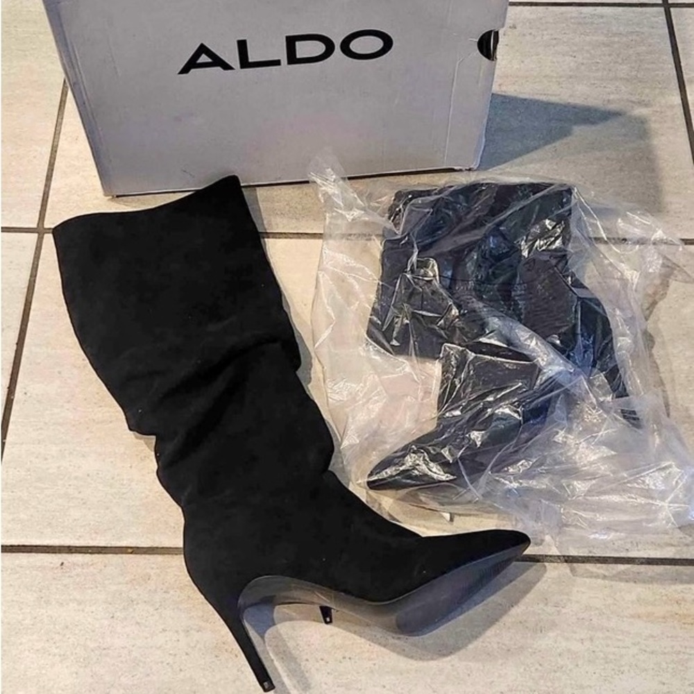 Aldo Black Knee-High Boots - Miresa